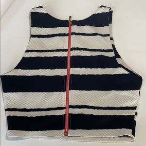 Black and white striped crop top